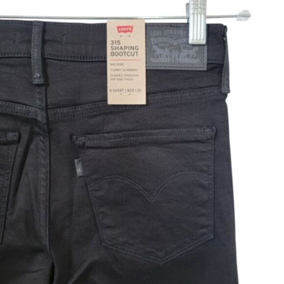 New Levis 315 Shaping BOOT CUT Sz 8 Mid Rise Short 29x30 Black NWT Grunge Emo - Picture 8 of 16